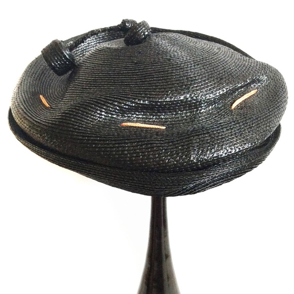 Vintage Adolfo Black Straw Hat main image 4